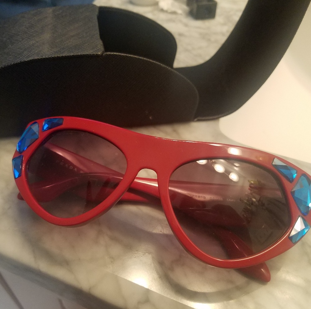 Prada red crystal sunglasses
